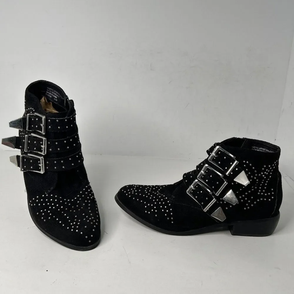Women's  Diba True  Studded Black Leather Ankle Boots‎ Sz 8.5M EUC
